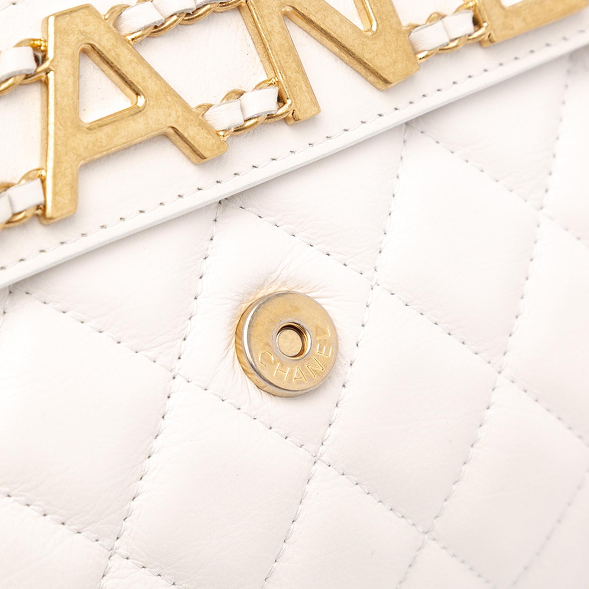 Chanel Quilted Calfskin Logo Enchained Clutch