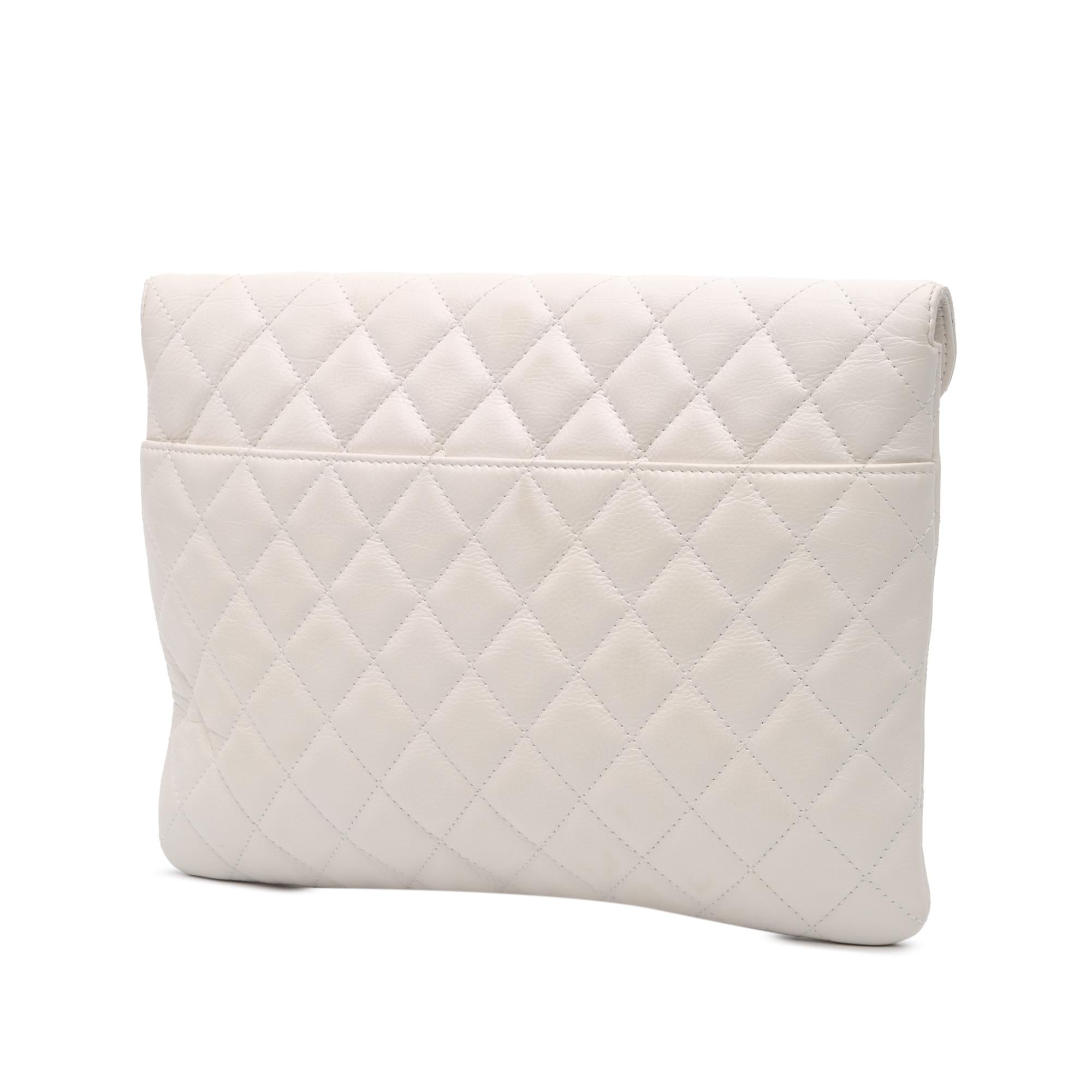 Chanel Quilted Calfskin Logo Enchained Clutch