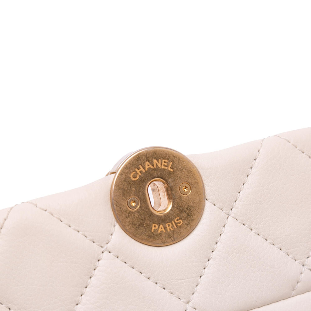 Chanel Quilted Calfskin Pearl CC Accordion Flap