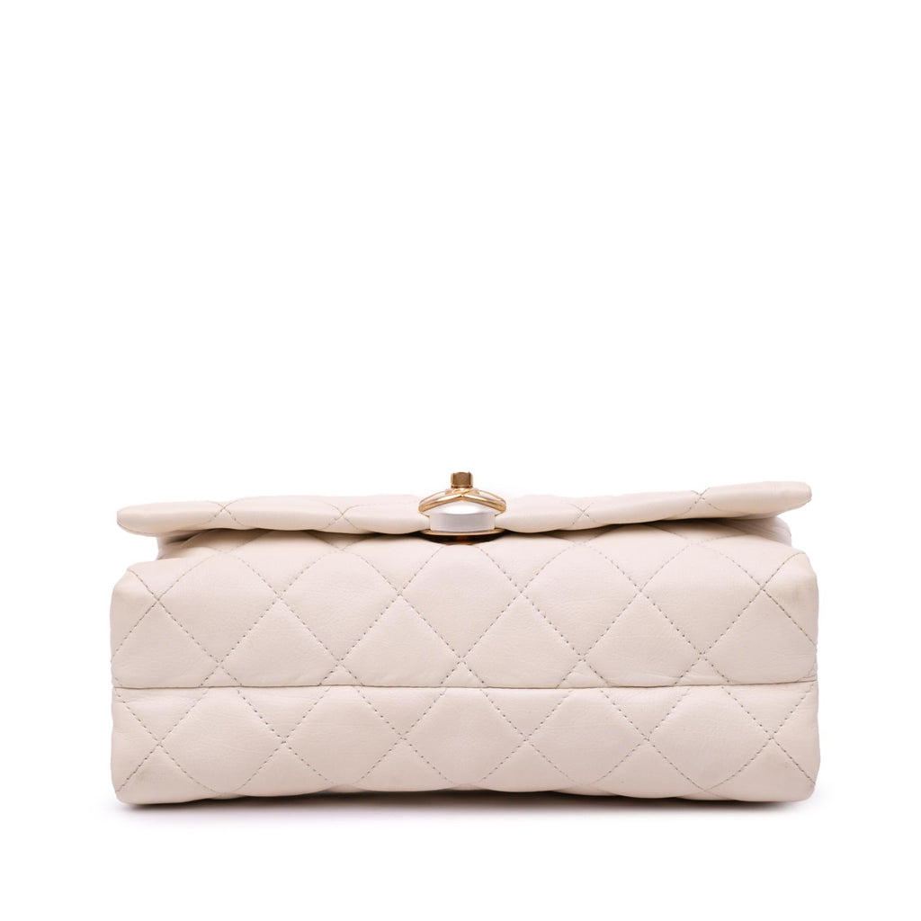 Chanel Quilted Calfskin Pearl CC Accordion Flap