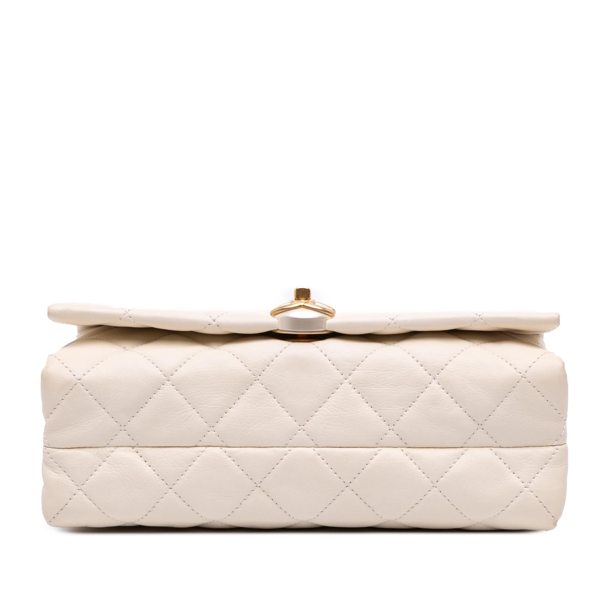 Chanel Quilted Calfskin Pearl CC Accordion Flap