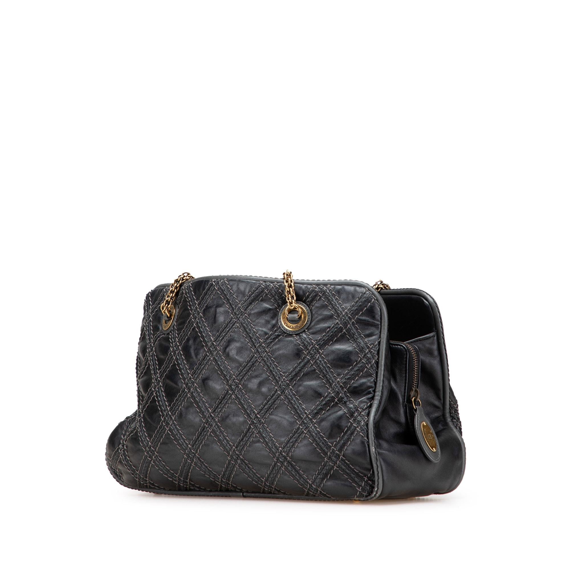 Chanel Quilted Calfskin Stitch Triptych Shoulder Bag