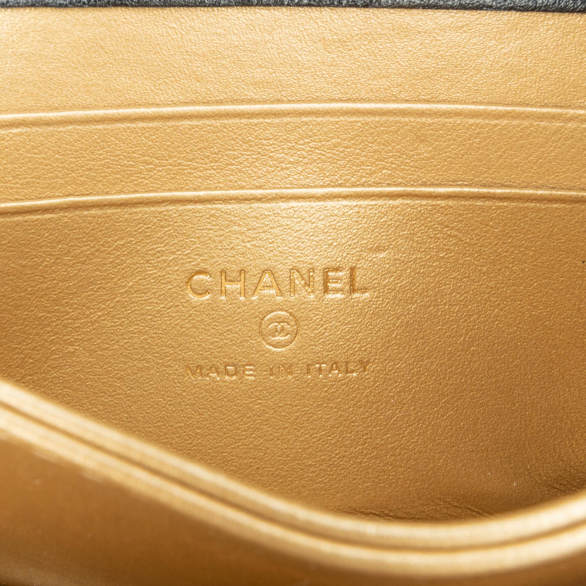 Chanel Quilted Calfskin Strass Card Holder On Chain