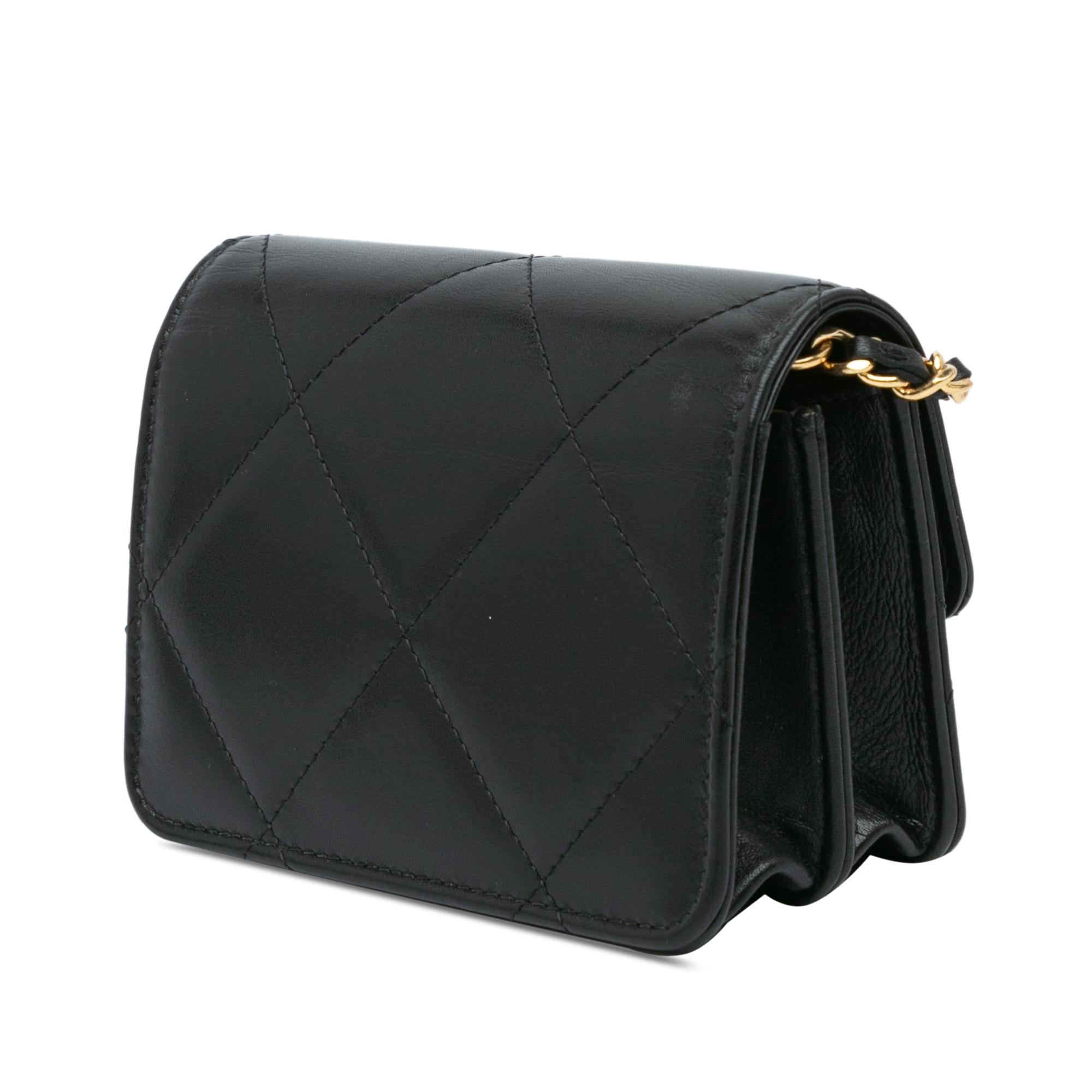 Chanel Quilted Calfskin Strass Card Holder On Chain
