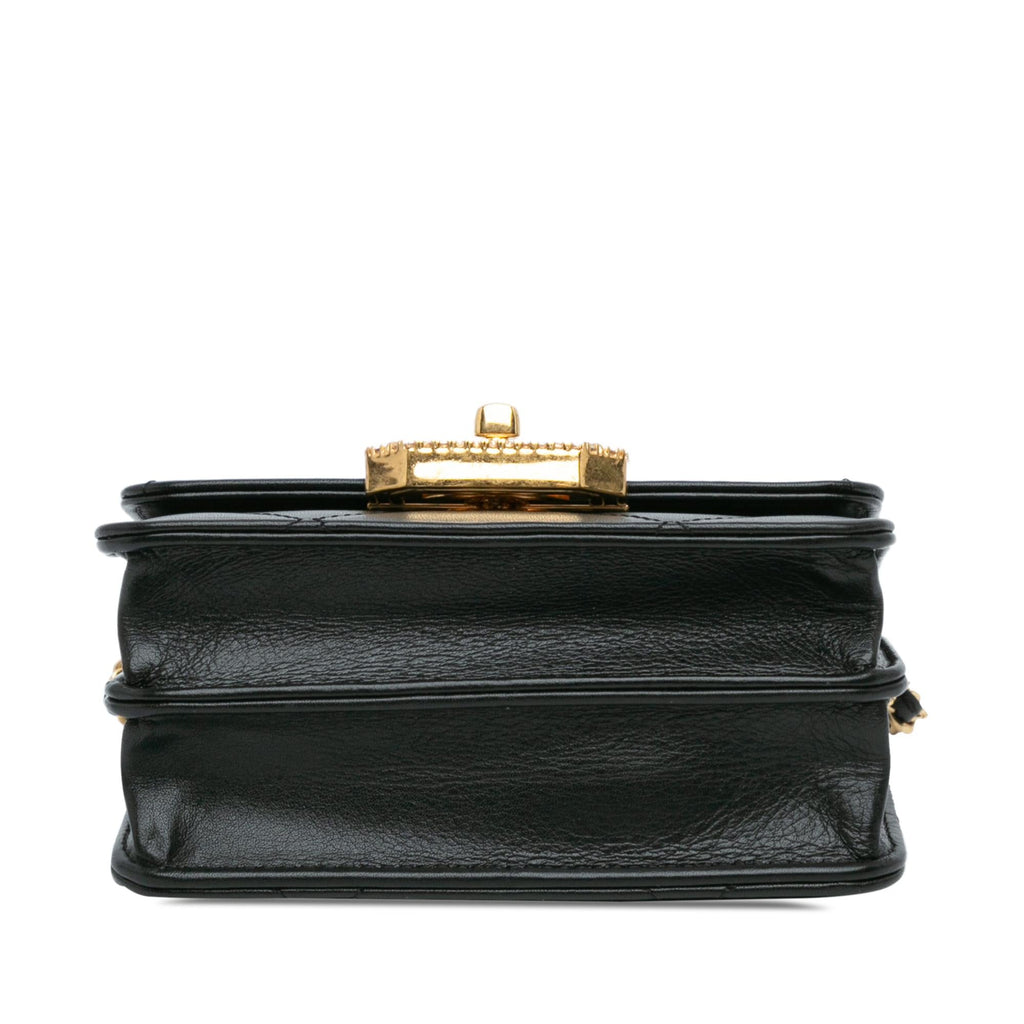 Chanel Quilted Calfskin Strass Card Holder On Chain