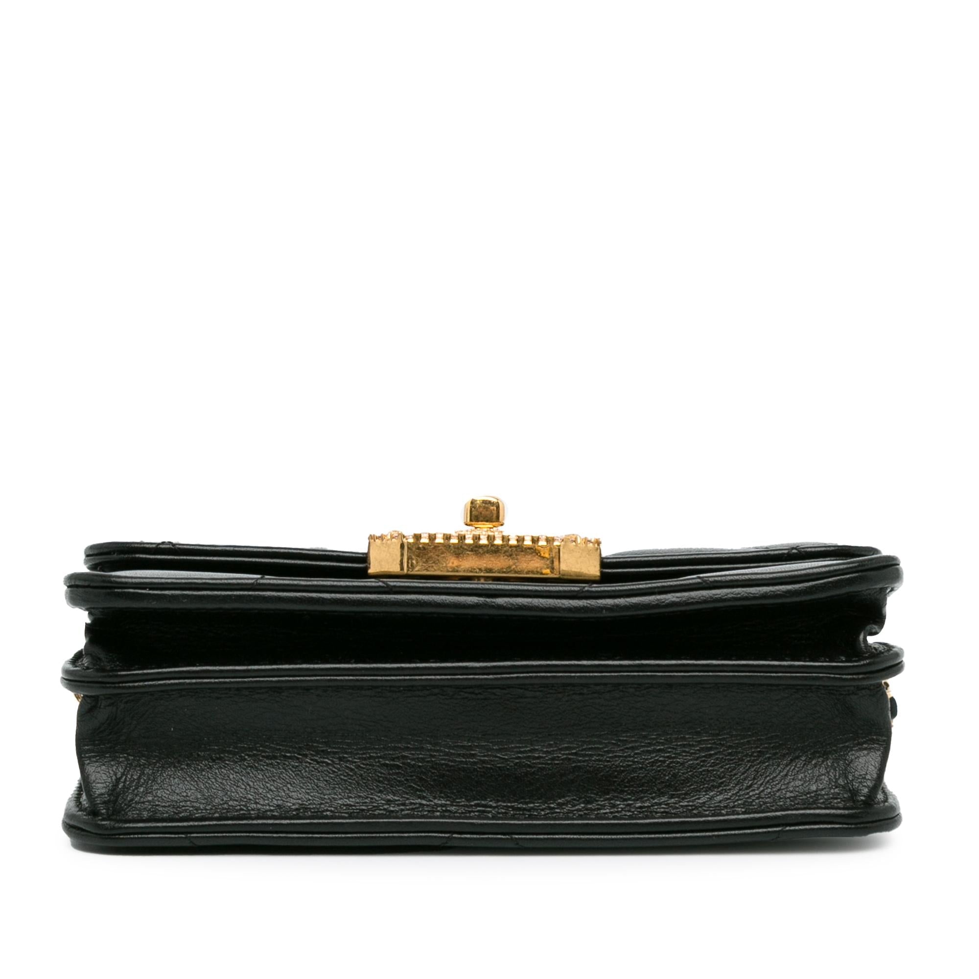 Chanel Quilted Calfskin Strass Clutch With Chain Flap