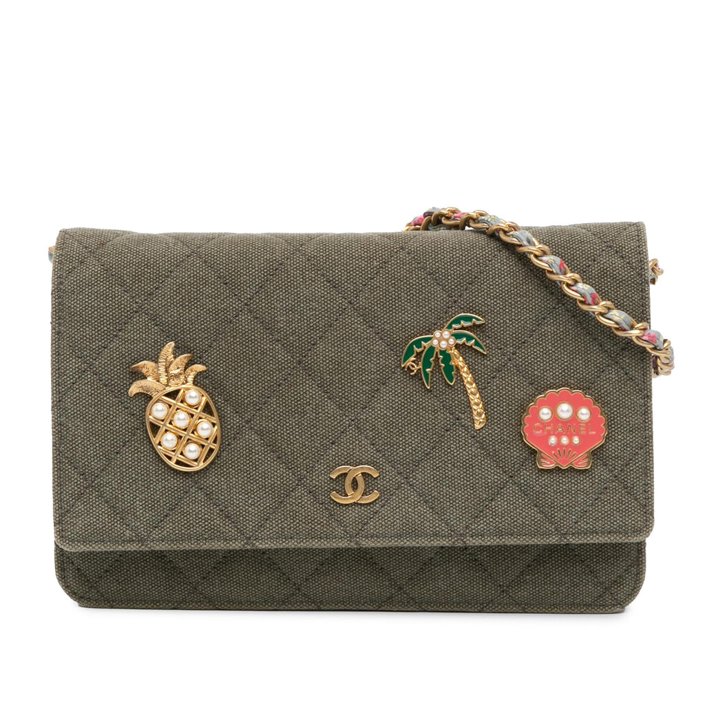 Chanel Quilted Canvas Coco Cuba Charms Wallet On Chain