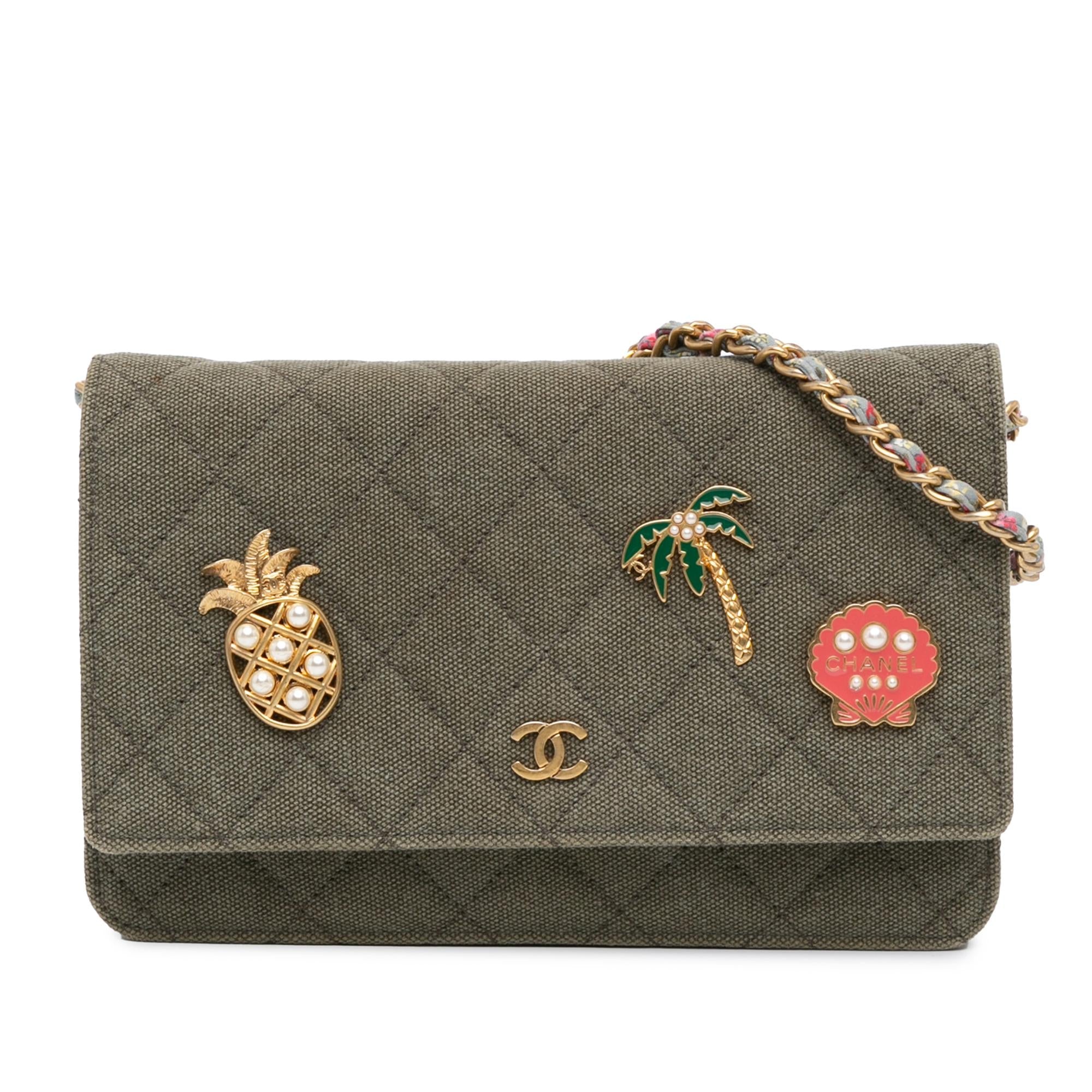Chanel Quilted Canvas Coco Cuba Charms Wallet On Chain