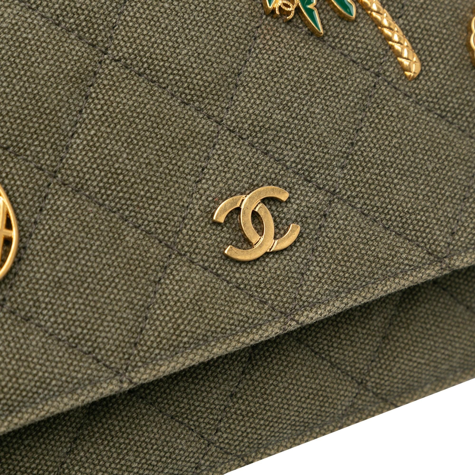 Chanel Quilted Canvas Coco Cuba Charms Wallet On Chain