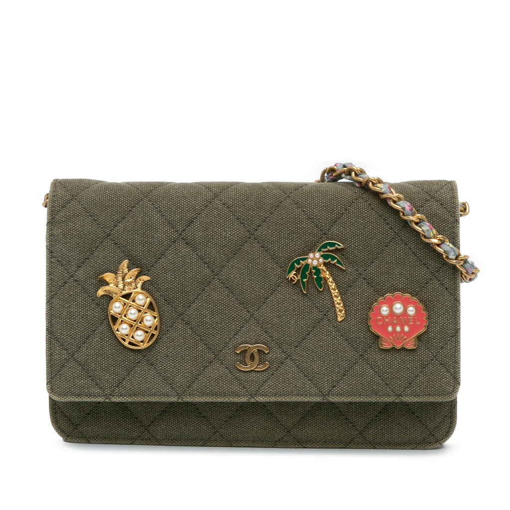 Chanel Quilted Canvas Coco Cuba Charms Wallet On Chain