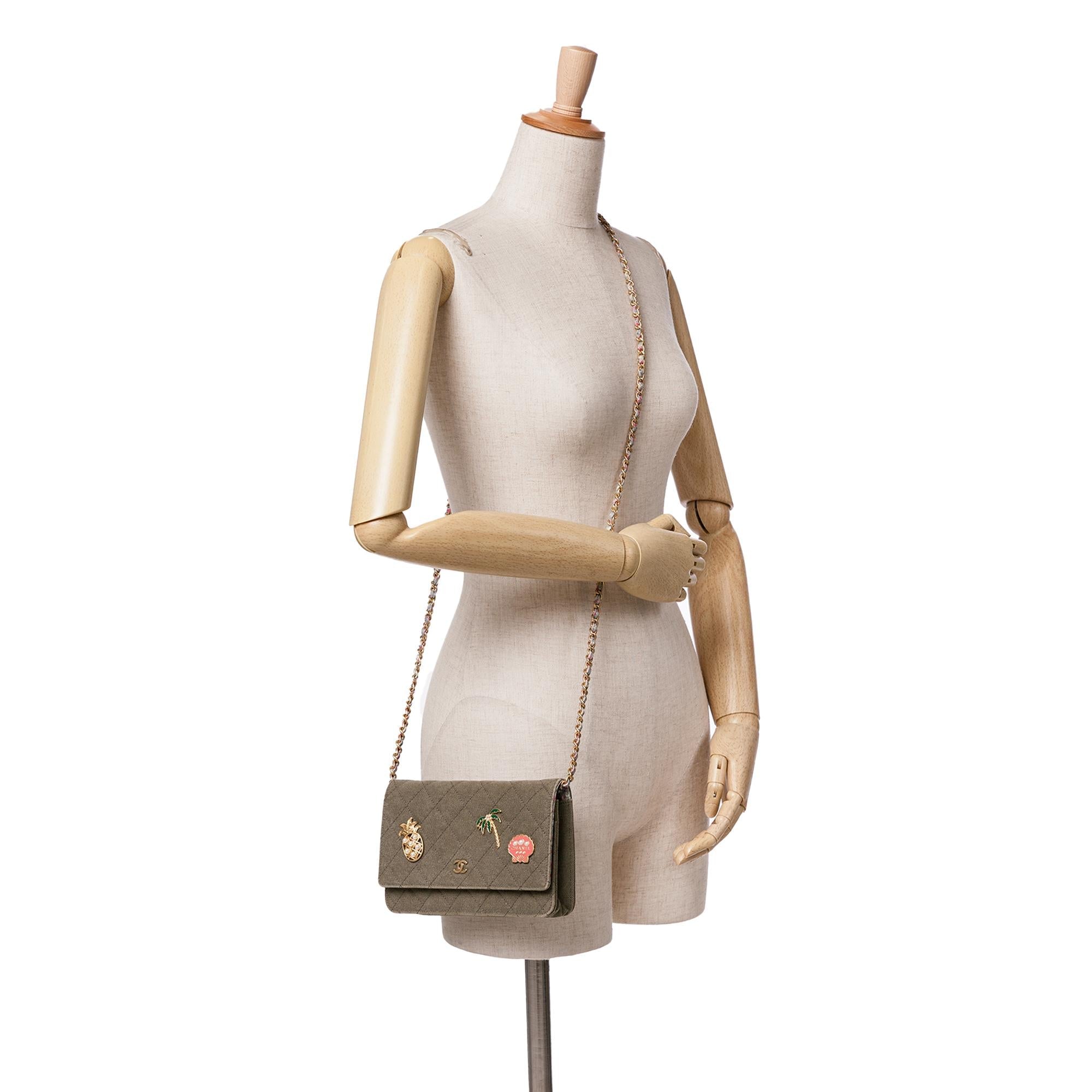 Chanel Quilted Canvas Coco Cuba Charms Wallet On Chain