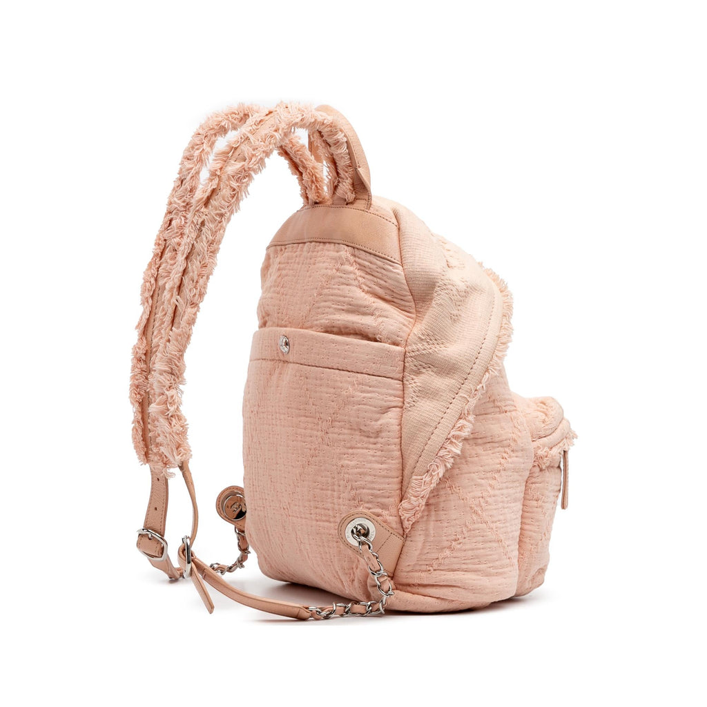 Chanel Quilted Canvas Front Pocket Fringe Backpack