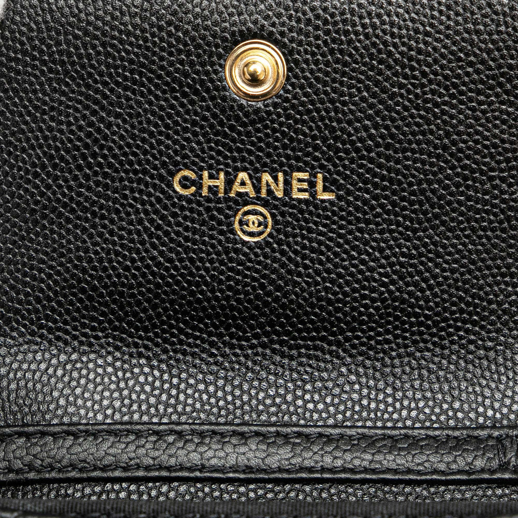 Chanel Quilted Caviar Boy Card Holder with Chain