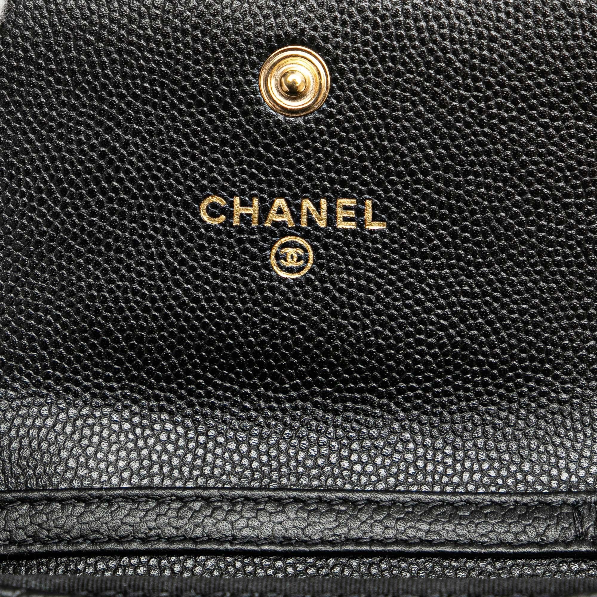 Chanel Quilted Caviar Boy Card Holder with Chain