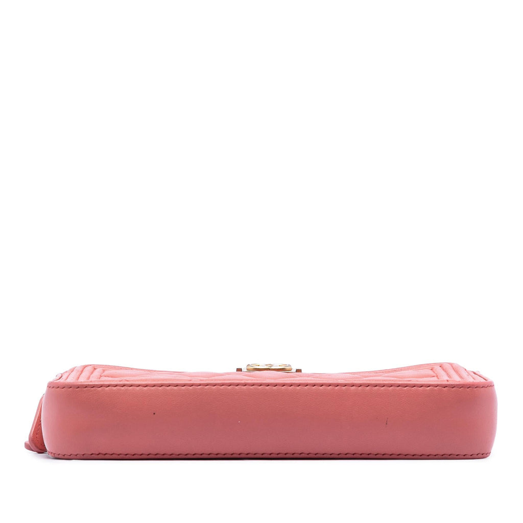 Chanel Quilted Caviar Boy Double Zip Clutch With Chain
