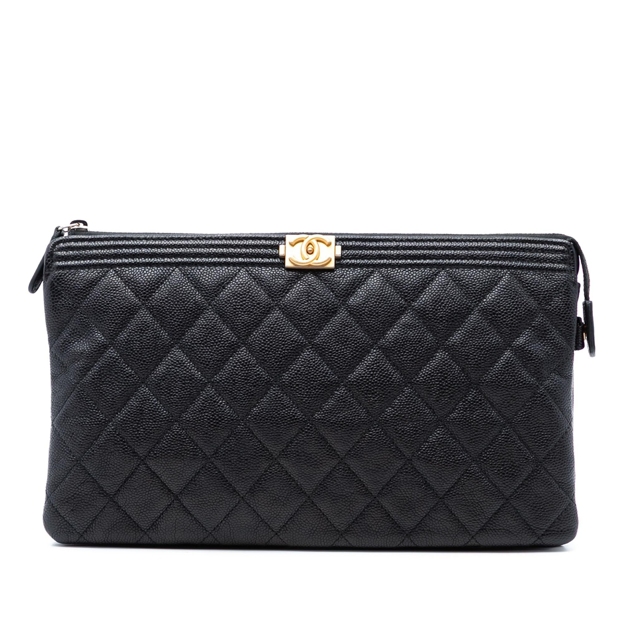 Chanel Quilted Caviar Boy O Case Zip Clutch