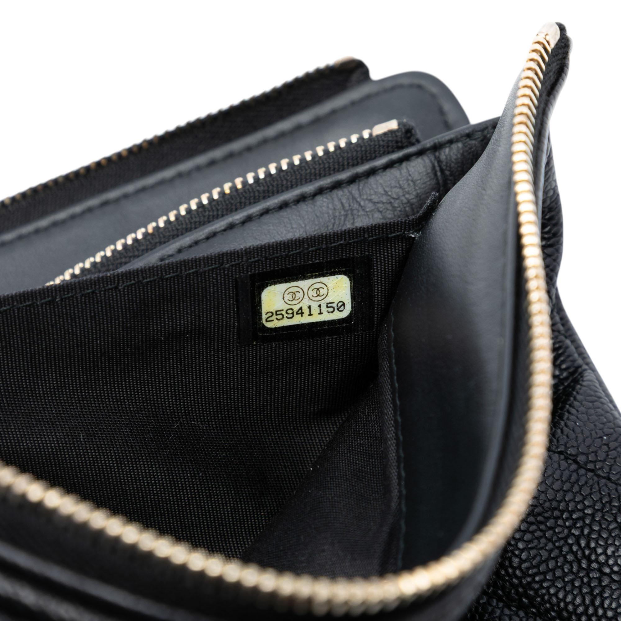 Chanel Quilted Caviar Boy O Case Zip Clutch