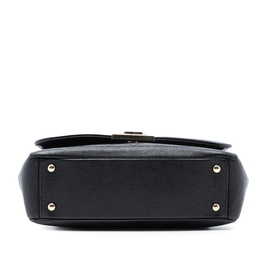 Chanel Quilted Caviar CC Plate Flap Pocket Shoulder Bag