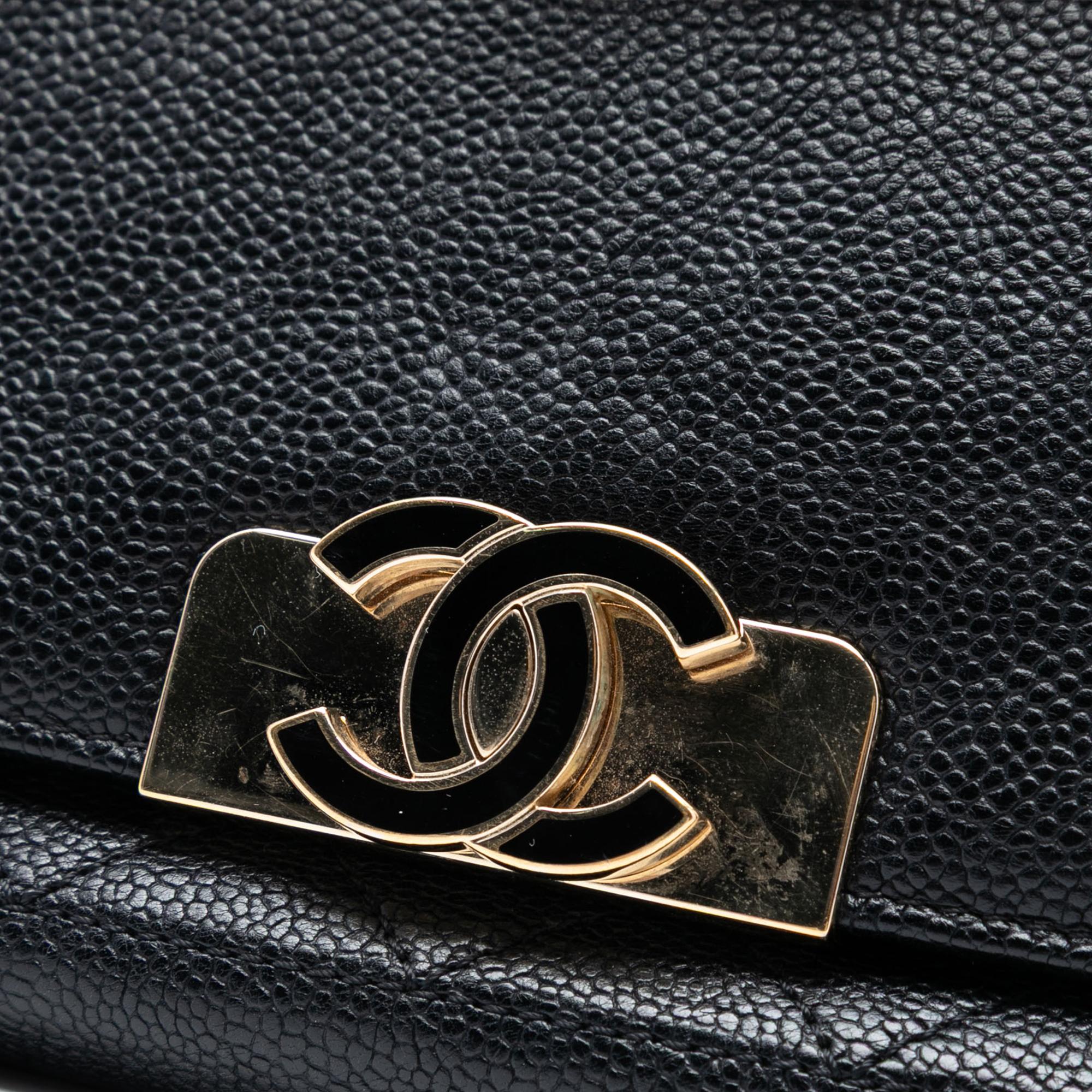 Chanel Quilted Caviar CC Plate Flap Pocket Shoulder Bag