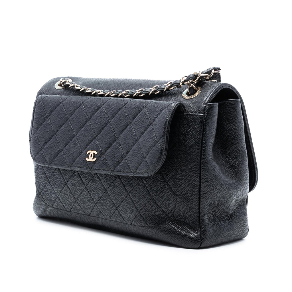 Chanel Quilted Caviar CC Plate Flap Pocket Shoulder Bag