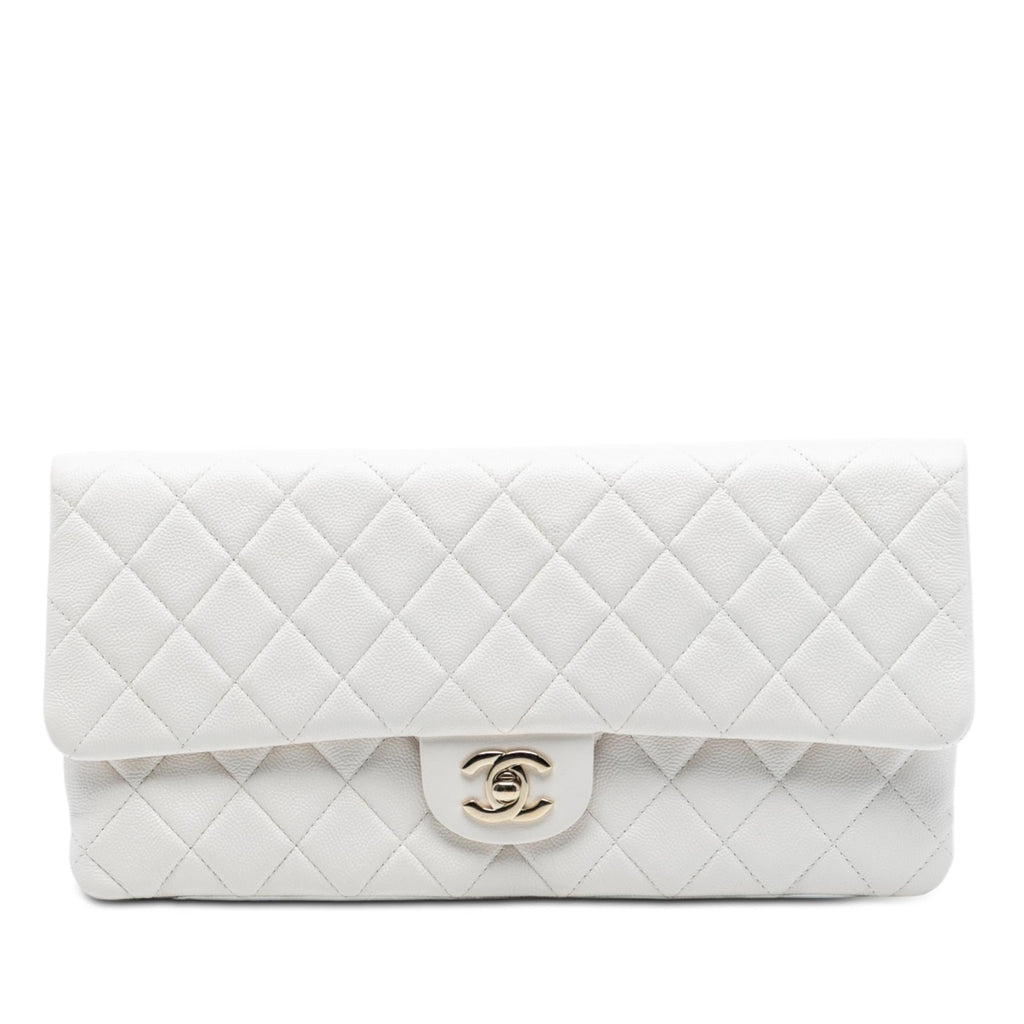 Chanel Quilted Caviar East West Flap Clutch