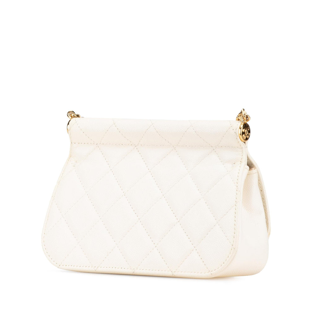 Chanel Quilted Caviar Frame Flap Clutch with Chain