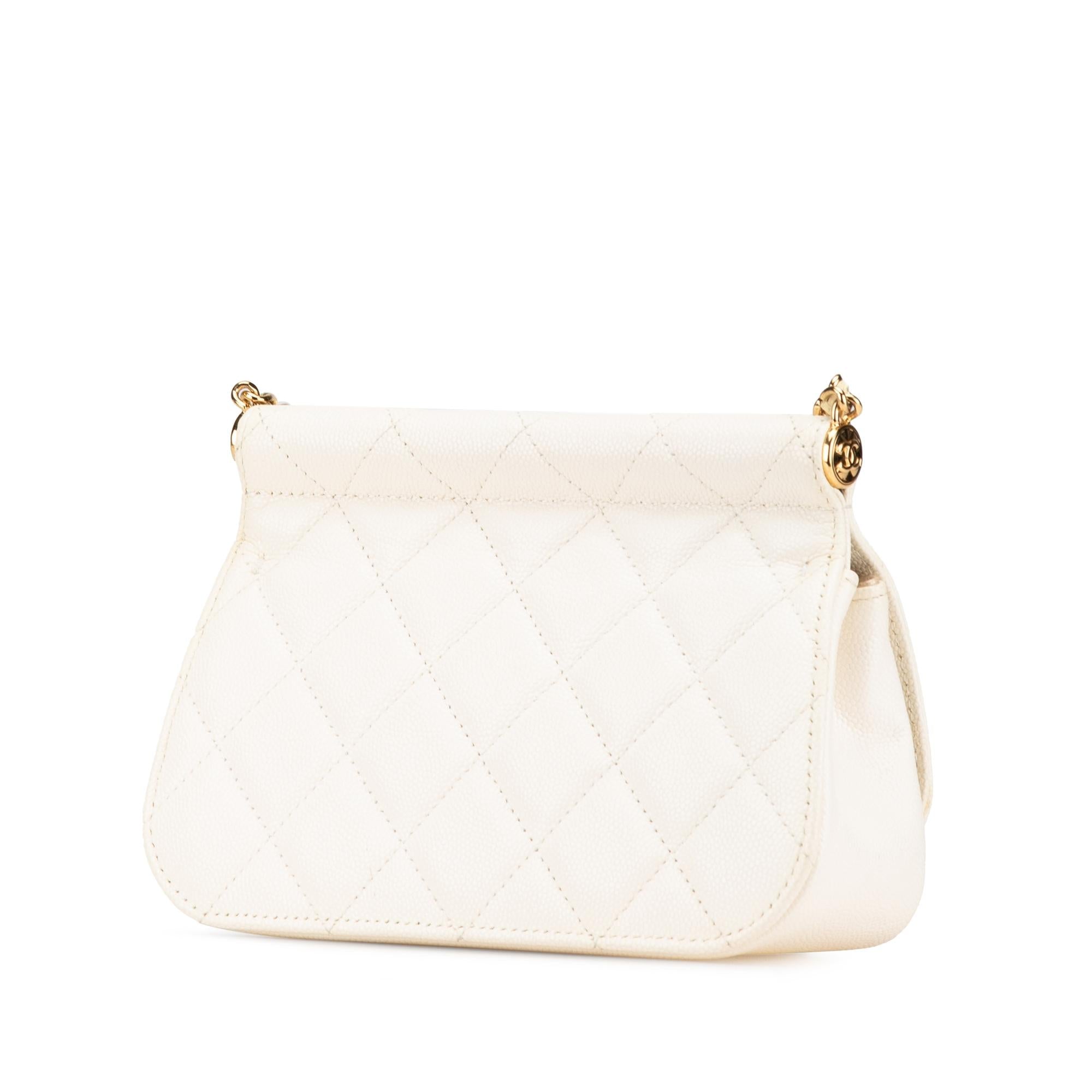 Chanel Quilted Caviar Frame Flap Clutch with Chain