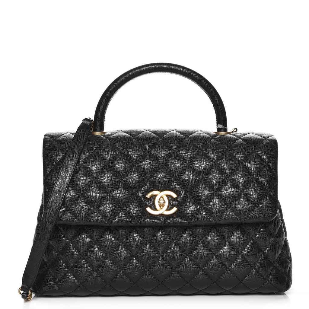 CHANEL CAVIAR QUILTED MEDIUM COCO TOP HANDLE FLAP BAG