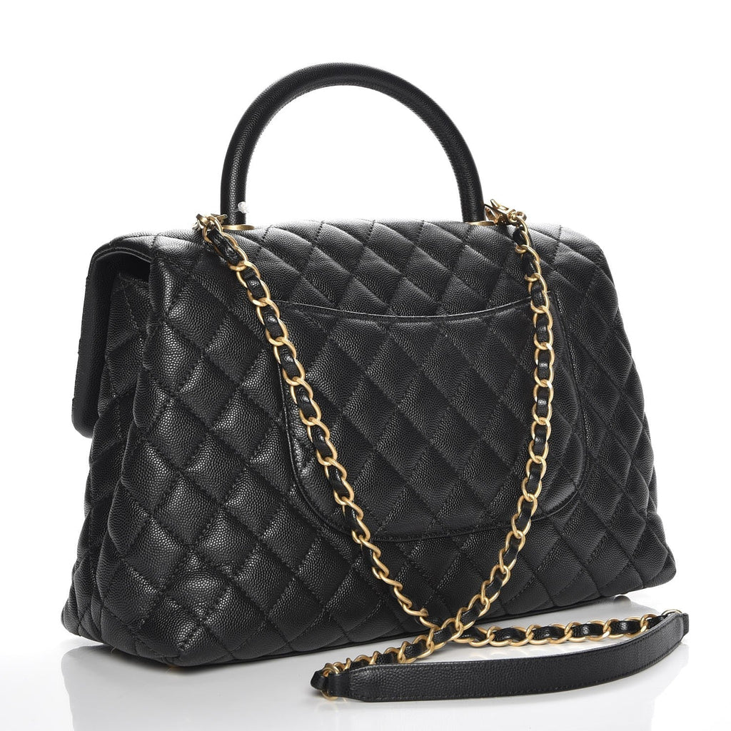 CHANEL CAVIAR QUILTED MEDIUM COCO TOP HANDLE FLAP BAG