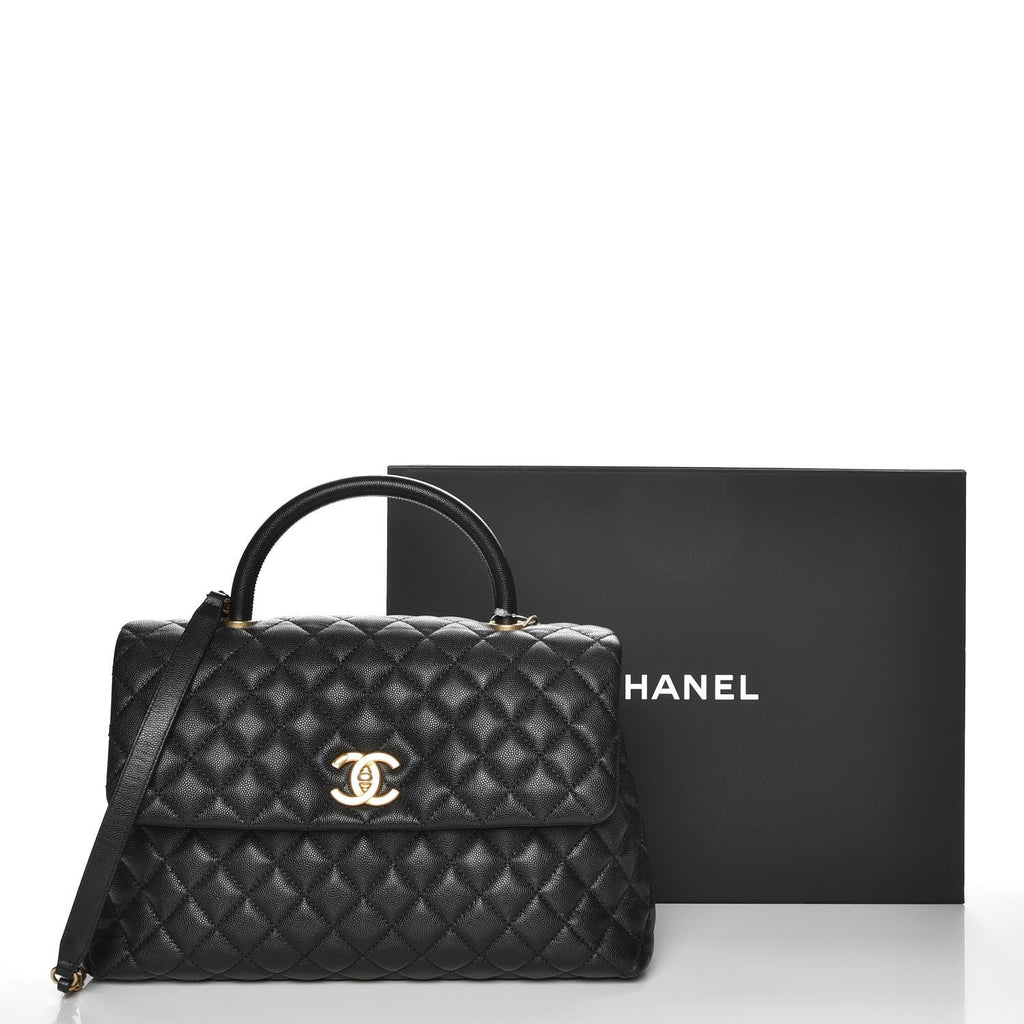 CHANEL CAVIAR QUILTED MEDIUM COCO TOP HANDLE FLAP BAG
