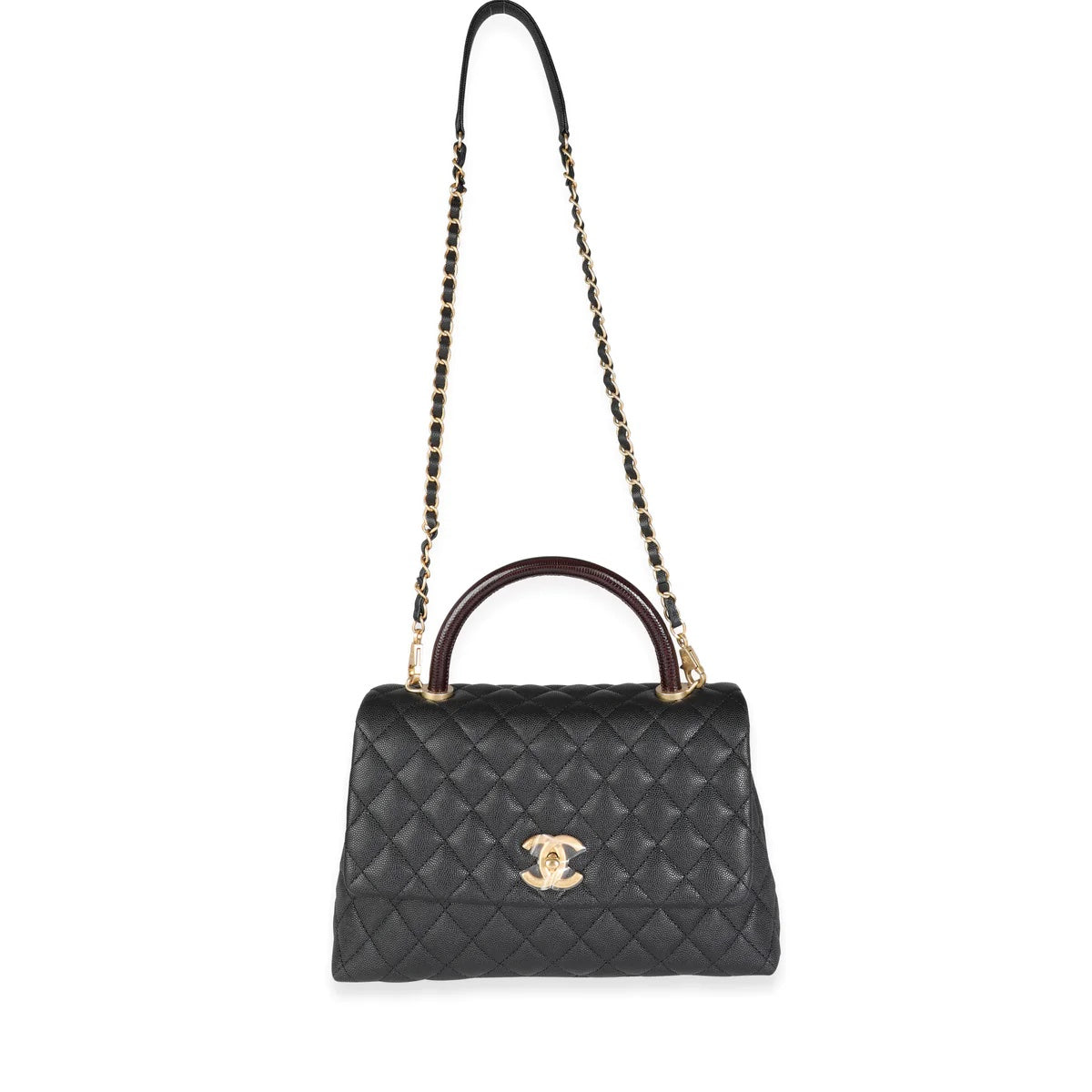 CHANEL CAVIAR QUILTED MEDIUM COCO TOP HANDLE FLAP BAG
