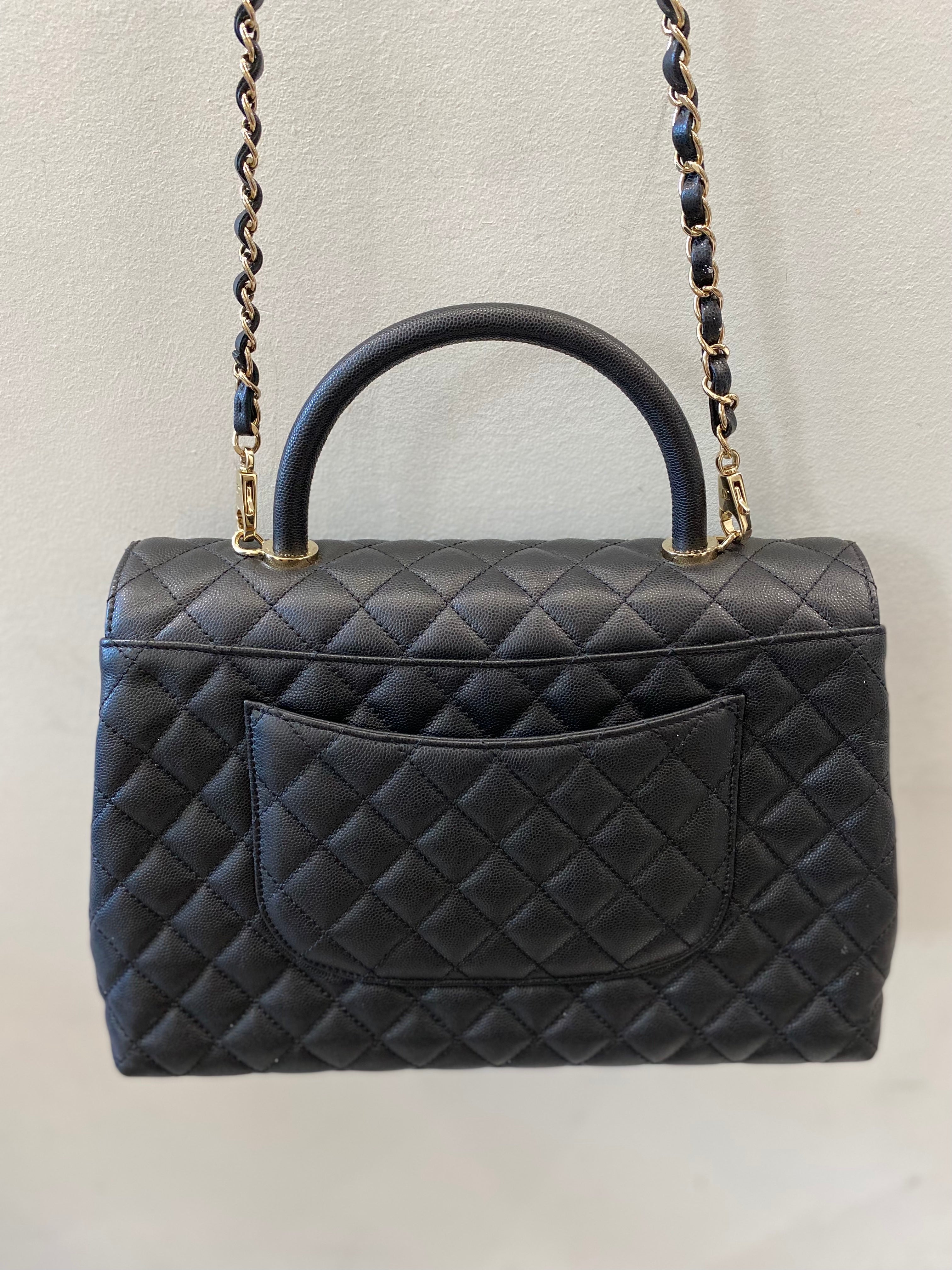 CHANEL CAVIAR QUILTED MEDIUM COCO TOP HANDLE FLAP BAG
