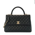 CHANEL CAVIAR QUILTED MEDIUM COCO TOP HANDLE FLAP BAG