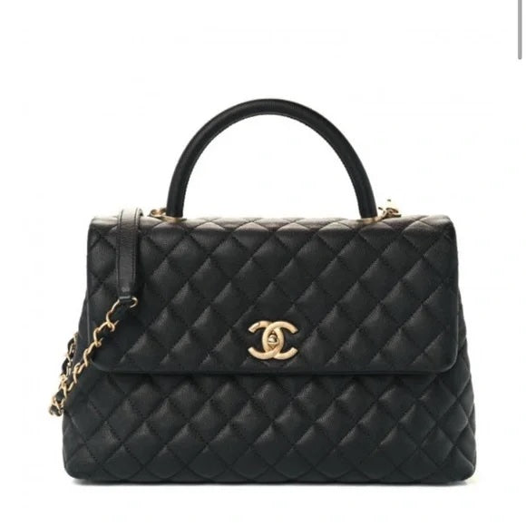 CHANEL CAVIAR QUILTED MEDIUM COCO TOP HANDLE FLAP BAG