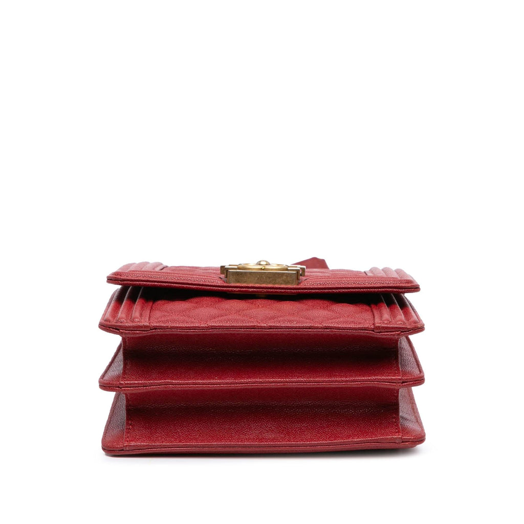 Chanel Quilted Caviar North South Boy Flap