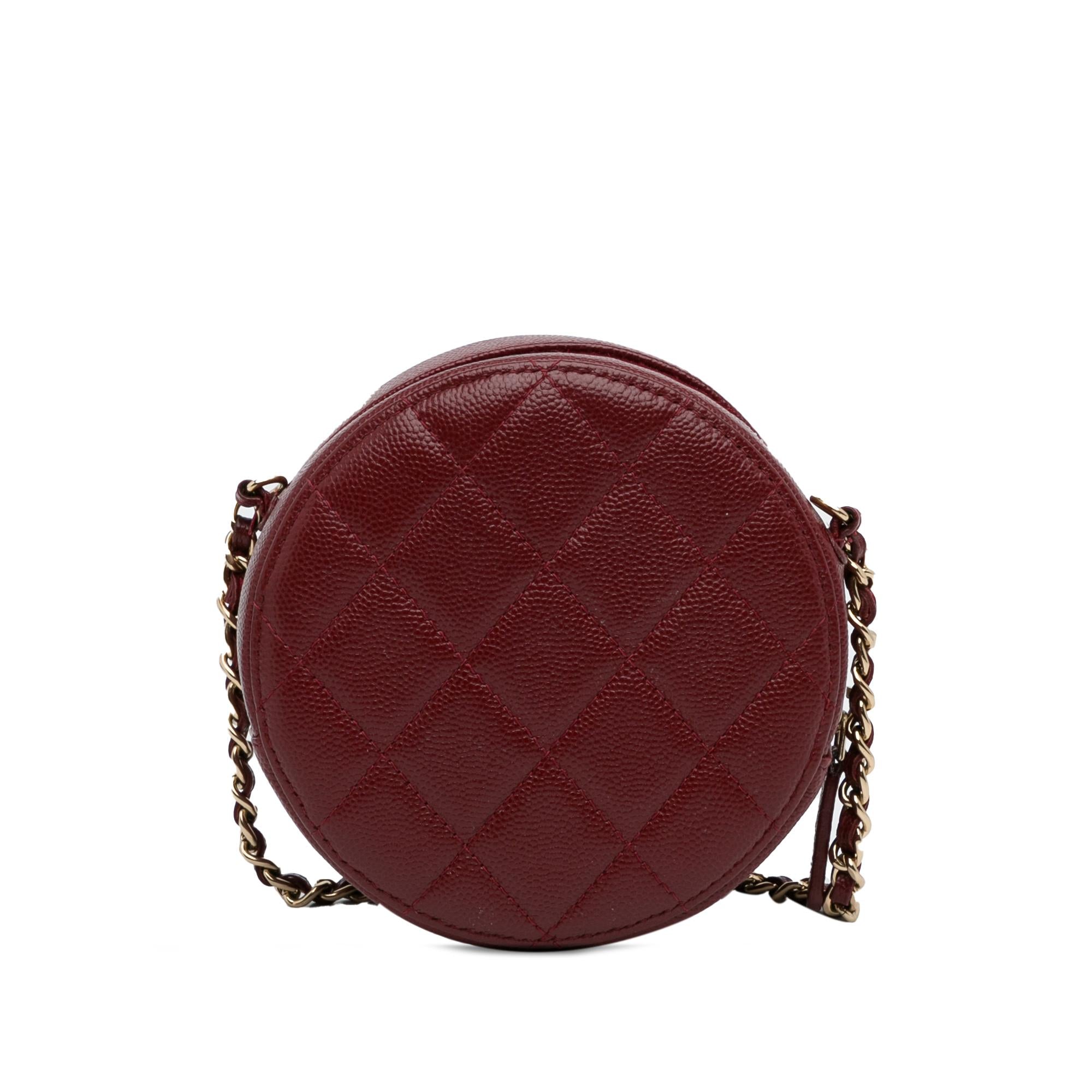 Chanel Quilted Caviar Round Clutch With Chain (SHG-oNHYrK)