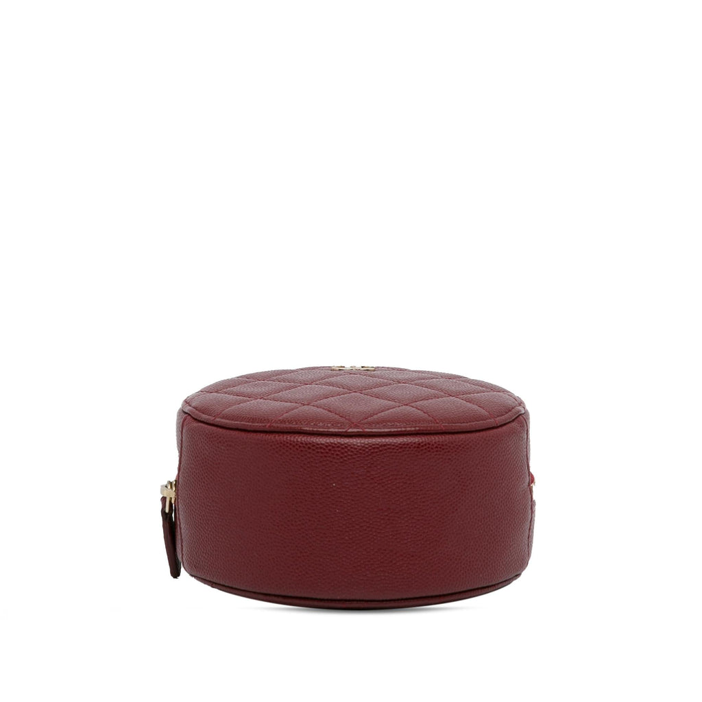 Chanel Quilted Caviar Round Clutch With Chain (SHG-oNHYrK)