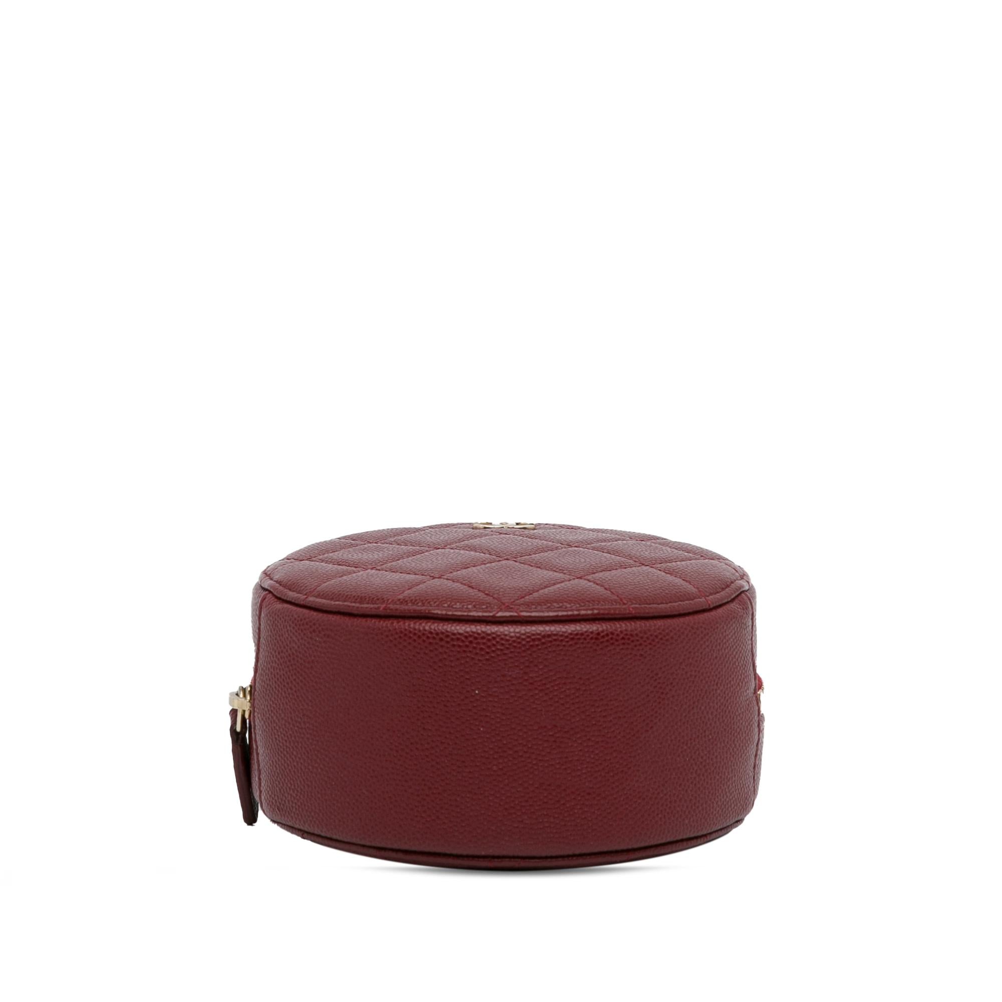 Chanel Quilted Caviar Round Clutch With Chain (SHG-oNHYrK)