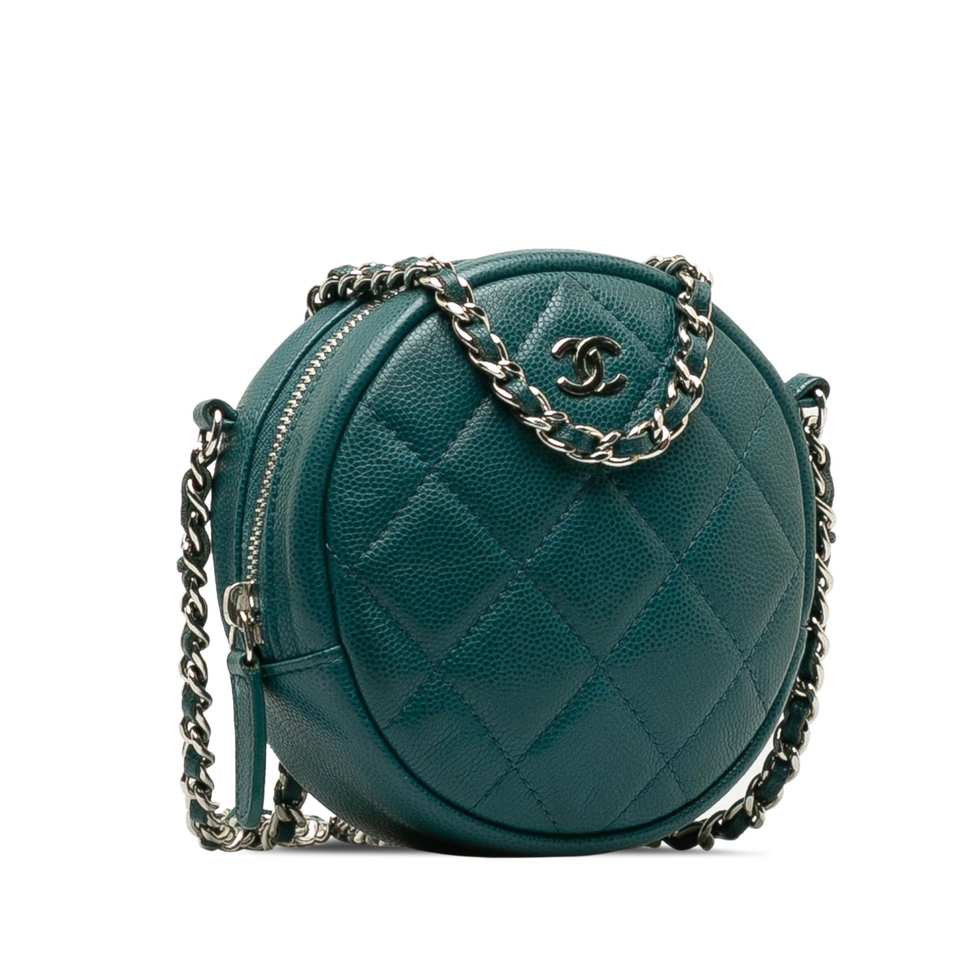 Chanel Quilted Caviar Round Clutch With Chain (SHG-mbgcsF)