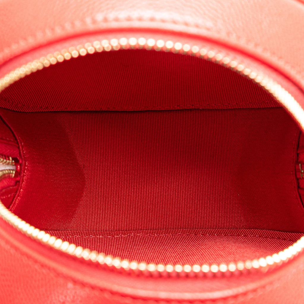 Chanel Quilted Caviar Round Clutch With Chain