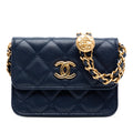 Chanel Quilted Caviar Twist Your Buttons Coin Purse With Chain