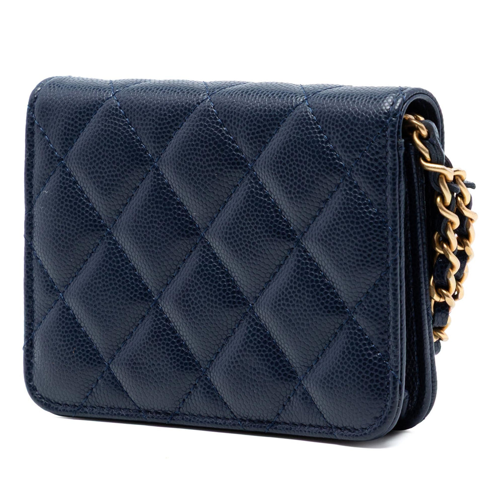 Chanel Quilted Caviar Twist Your Buttons Coin Purse With Chain