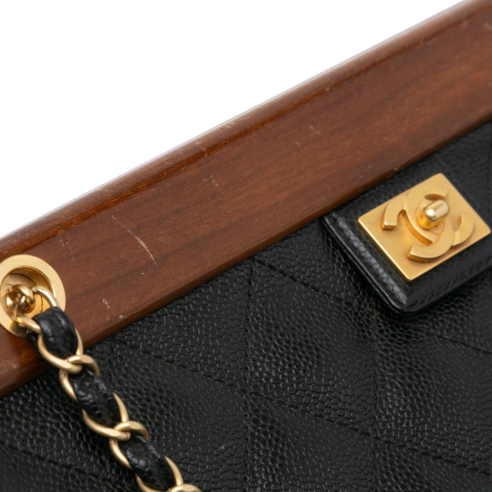 Chanel Quilted Caviar Wood Chain Shoulder Bag (SHG-mtEzPW)
