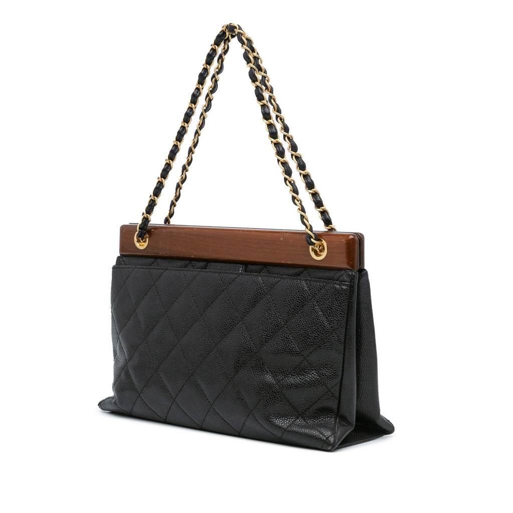 Chanel Quilted Caviar Wood Chain Shoulder Bag (SHG-mtEzPW)