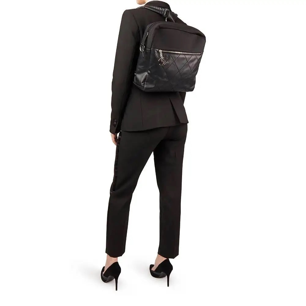 CHANEL PARIS BIARRITZ CC QUILTED COATED CANVAS BACKPACK