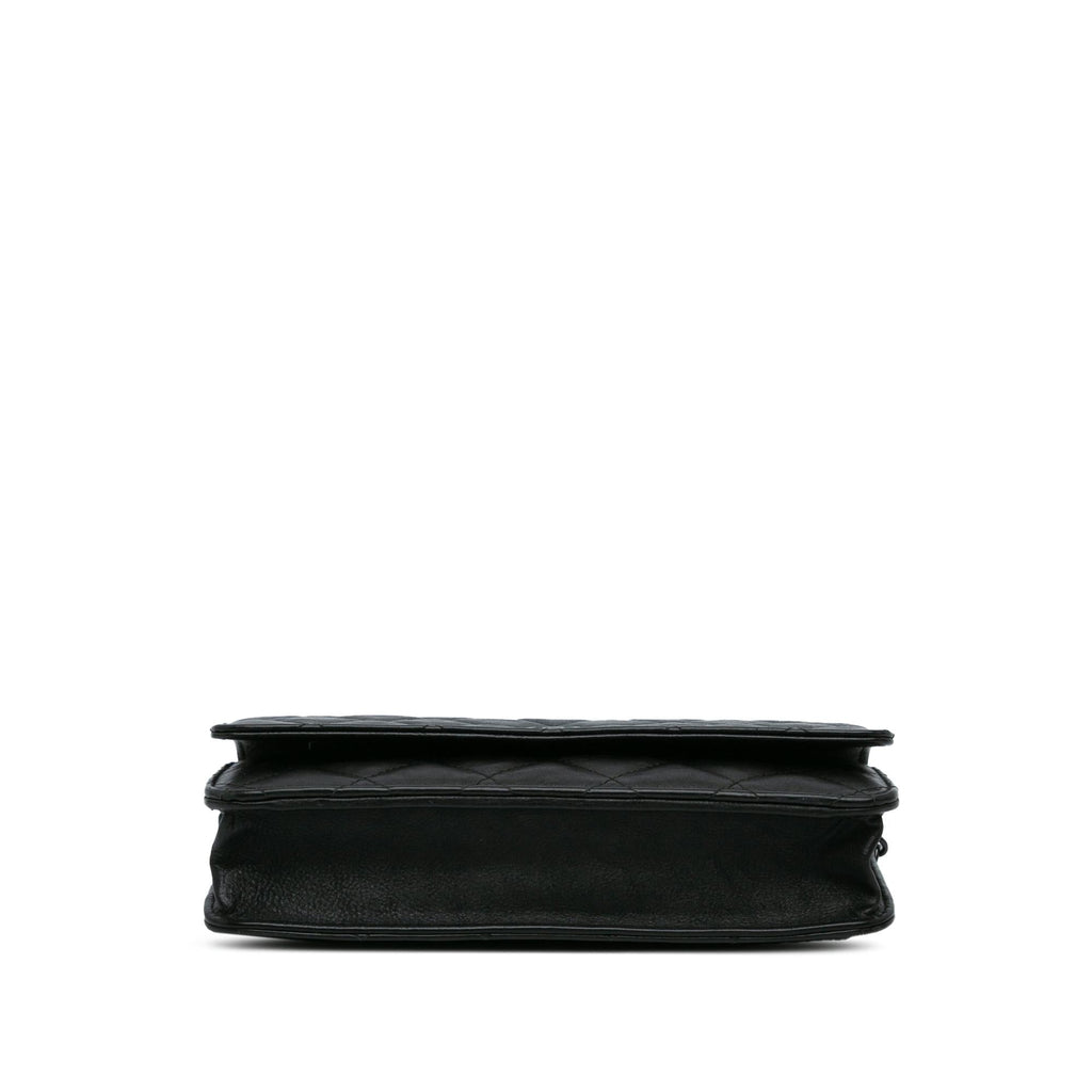Chanel Quilted Crumpled Calfskin So Black Wallet On Chain (SHG-VI9SVY)