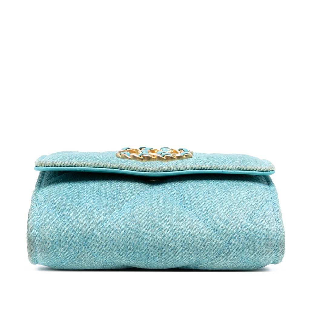 Chanel Quilted Denim 19 Card Holder with Chain
