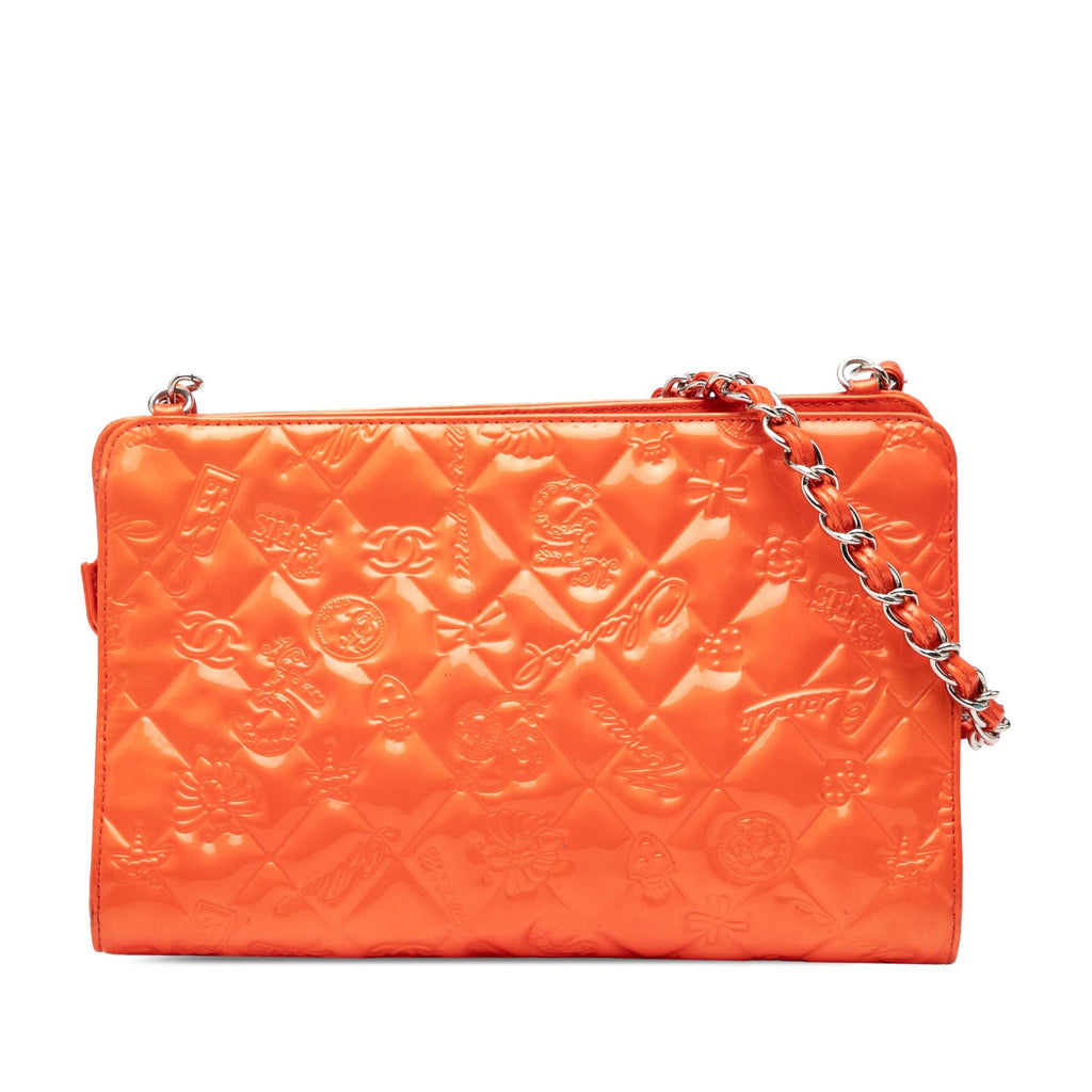 Chanel Quilted Embossed Patent Lucky Symbols Pochette