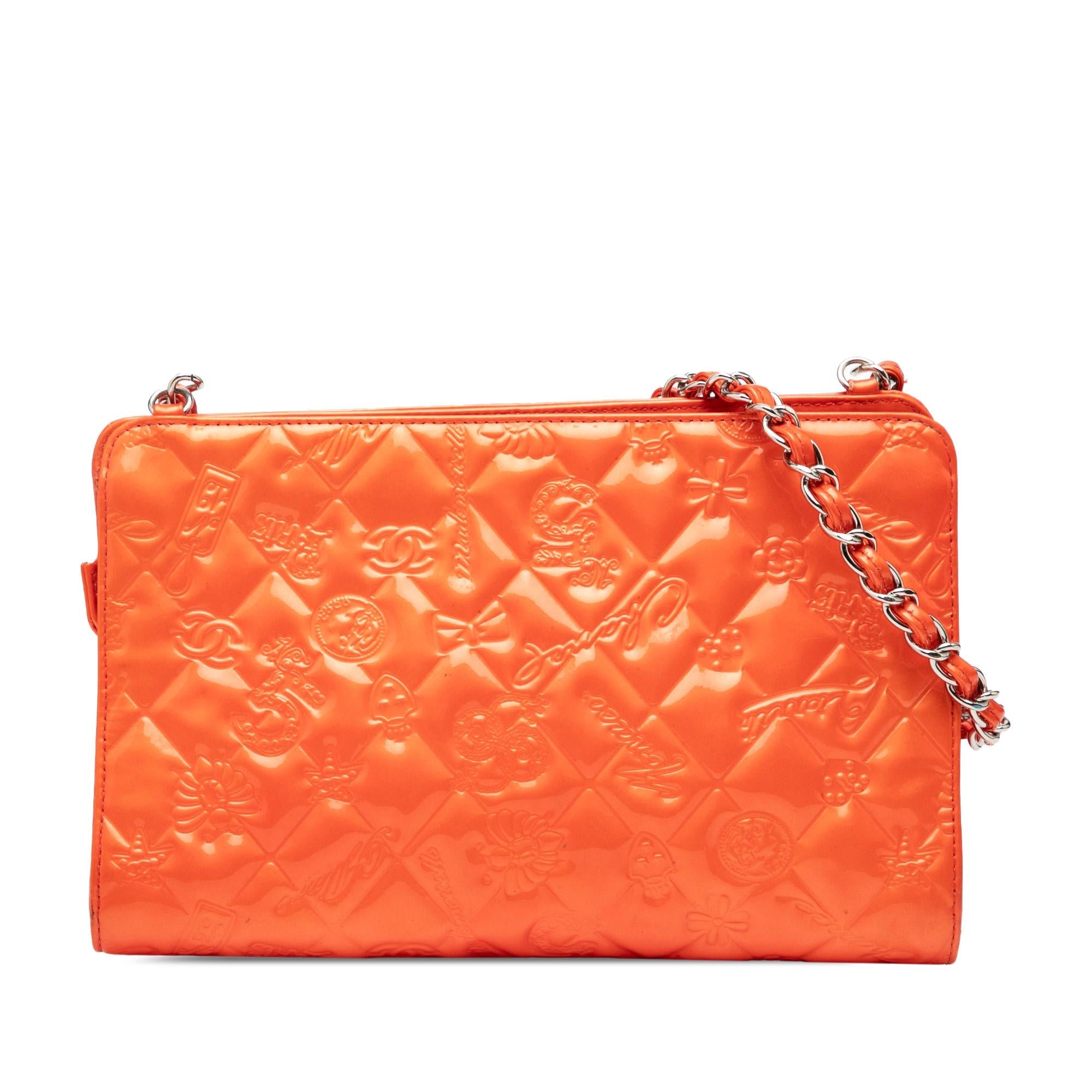 Chanel Quilted Embossed Patent Lucky Symbols Pochette