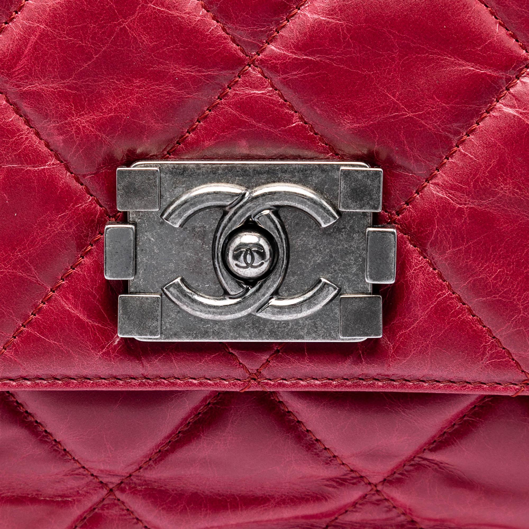 Chanel Quilted Glazed Calfskin Convertible Boy Top Handle Bag